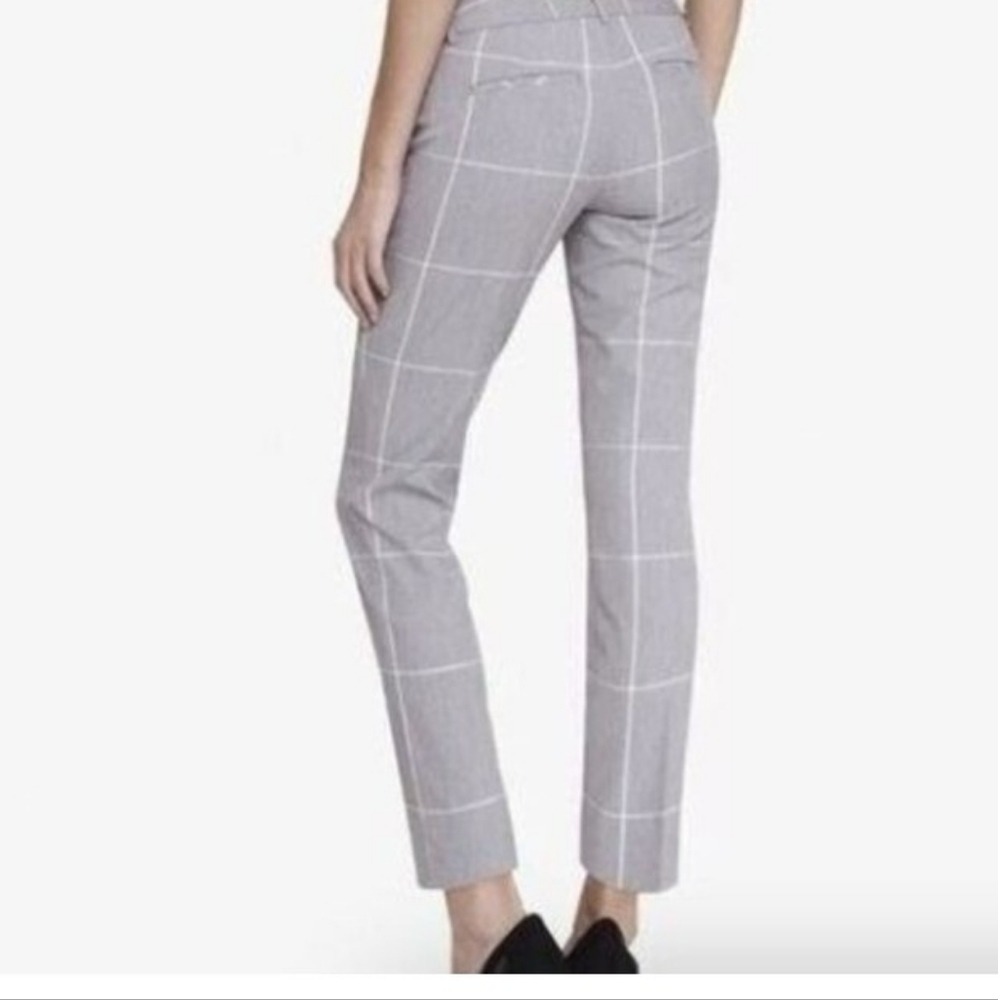 Express Women's Gray Windowpane Straight Leg Pants
